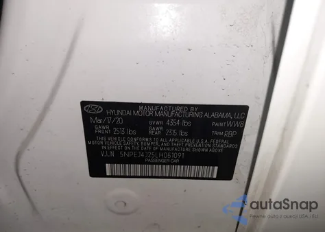 2020 Hyundai Sonata Sel Plus from USA, damaged, VIN 5NPEJ4J25LH051091